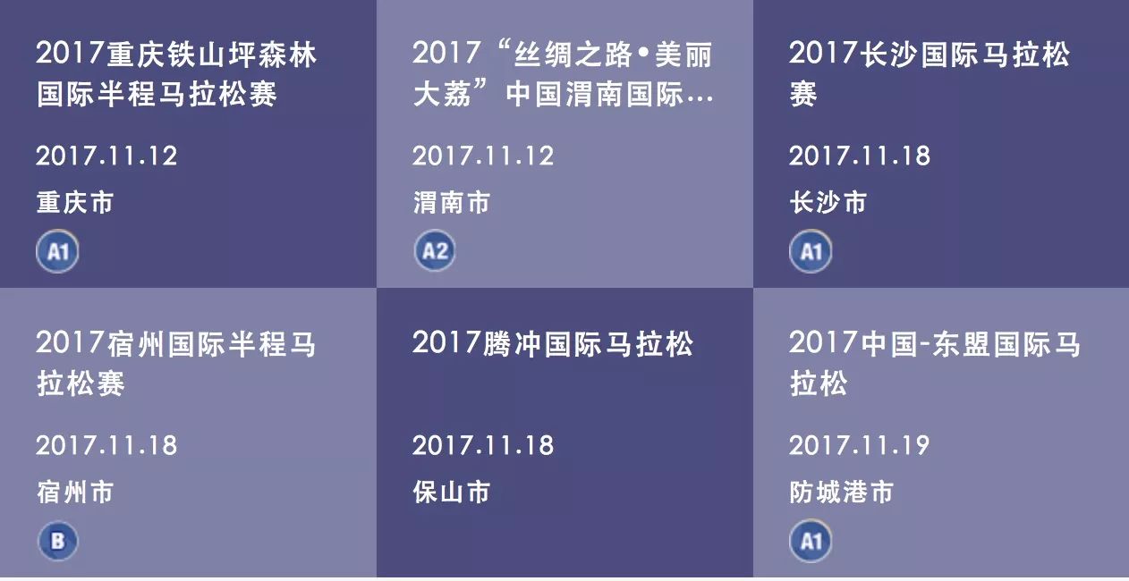 11月马拉松日历！你别错过哦！